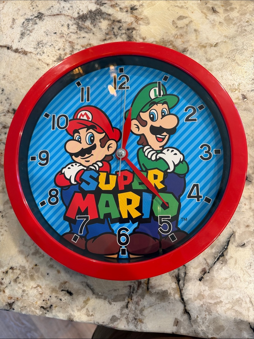 Nintendo Super Mario Wall Clock - Red Frame, Blue Dial